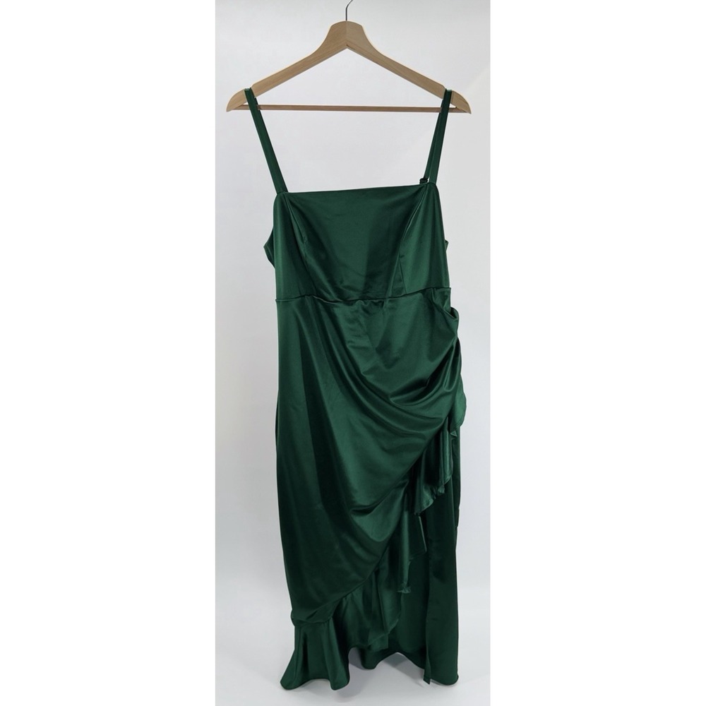 Emerald Sundae Ruffled Formal Midi Formal Dress Hunter Green Plus Size 22W